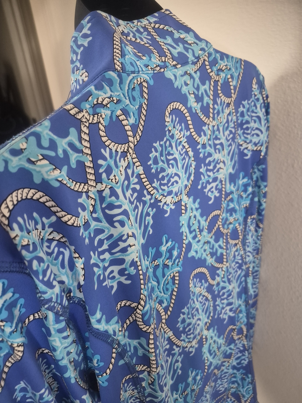 Lulu-B Blue Patterned Zip-Front Bomber Jacket - Picture 4 of 8